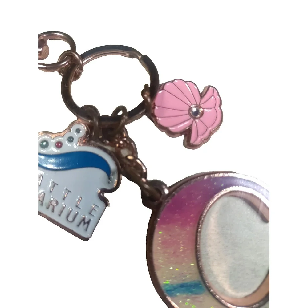 Seattle Aquarium Souvenir Keychain Rose Gold Color Pink Rhinestone Purse Clip